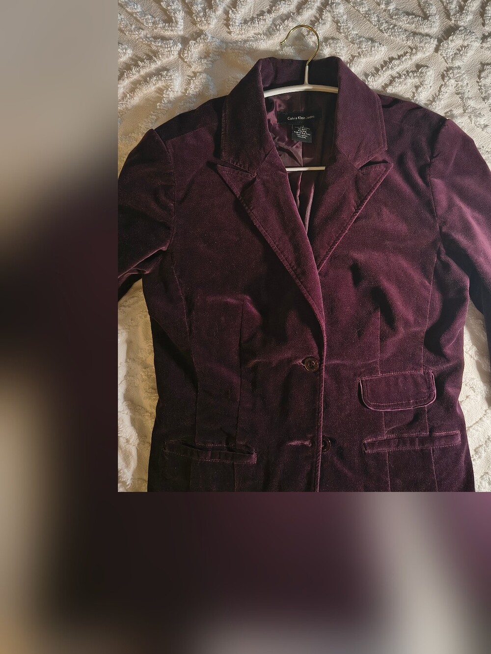 Calvin Klein Deep Plum Velvet Blazer Jacket